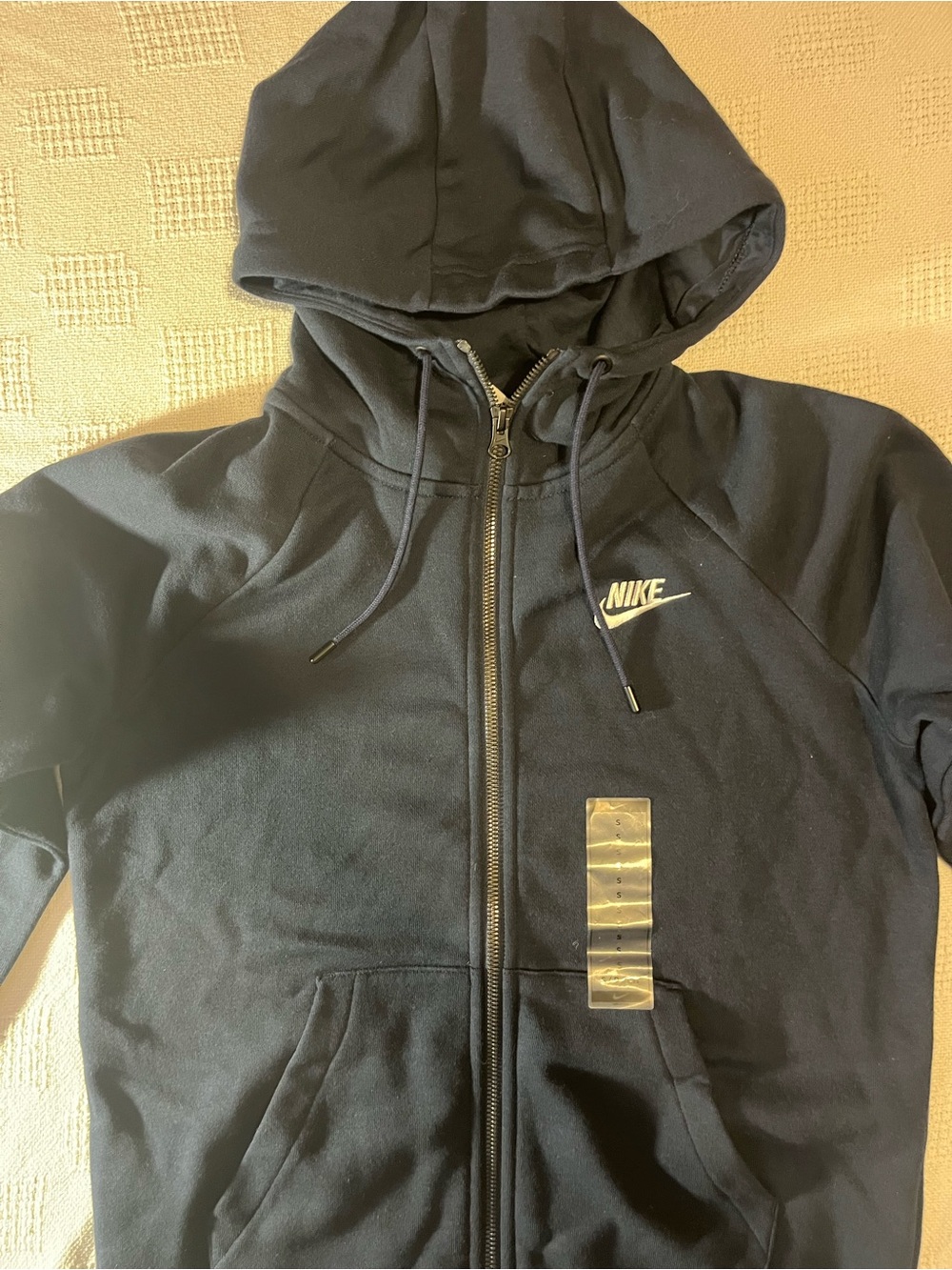 Nike Black Full-Zip Windbreaker Hoodie with White Logo